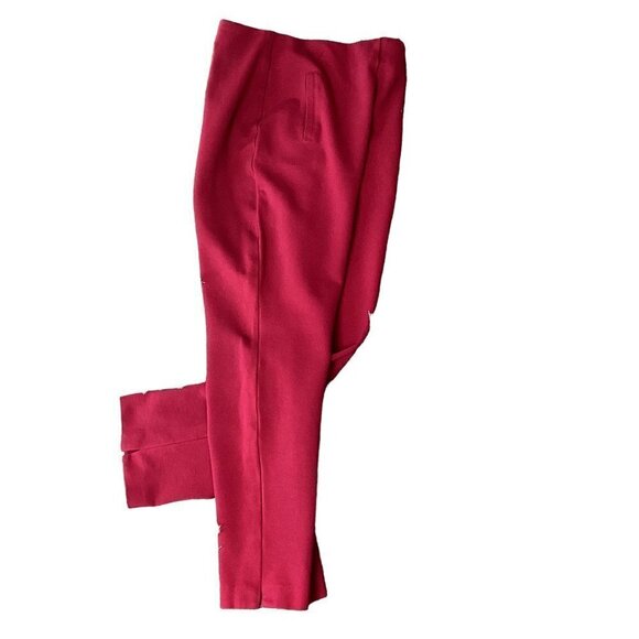 Chico’s Sz 0 (S/4) Red Ponte Knit Juliet Slim Pull-On Ankle Cropped Pants 250D - Picture 2 of 7